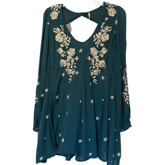 Free People Sweet Tennessee Embroidered Mini Swing Dress Size Small - Picture 1 of 7